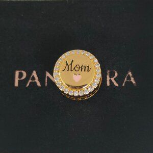 Pandora Engravable Mom Charm Bead Gold Plated with box